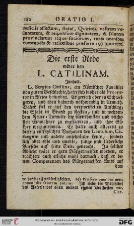 Die erste Rede wider den L. Catilinam