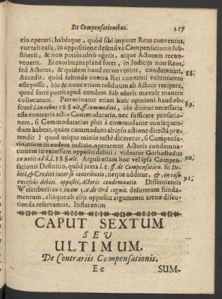 Caput Sextum. Seu Ultimum. De Contrariis Compensationis.