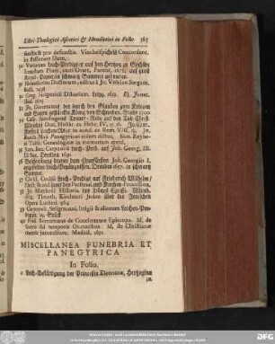 [XVI.] Miscellanea Funebria Et Panegyrica