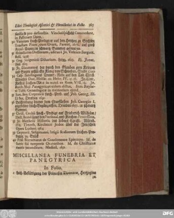 [XVI.] Miscellanea Funebria Et Panegyrica