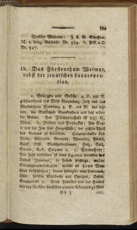IX. Das Fürstenthum Weimar, nebst der jenaischen Landesportion.