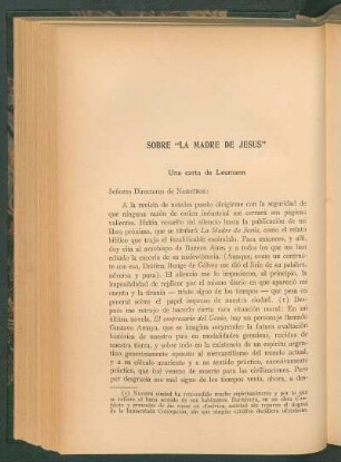 Sobre "La Madre de Jesús" : Una carta de Leumann