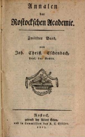 Annalen der Rostockschen Academie. 12. 1805