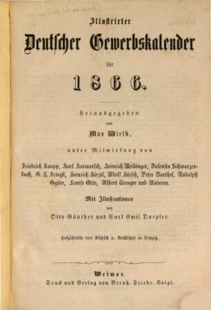 Illustrirter deutscher Gewerbskalender : für ... 1866 (1865)