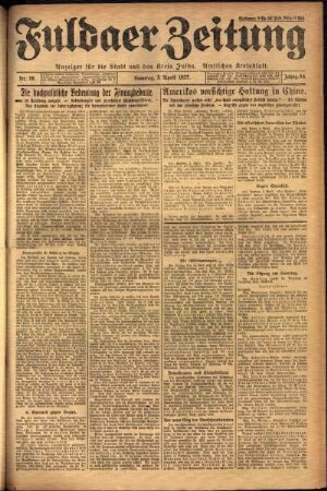 Erste Ausgabe vom Sonntag, den 03. April 1927.