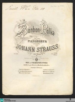 Bonbon-Polka : für das Pianoforte; 213s Werk