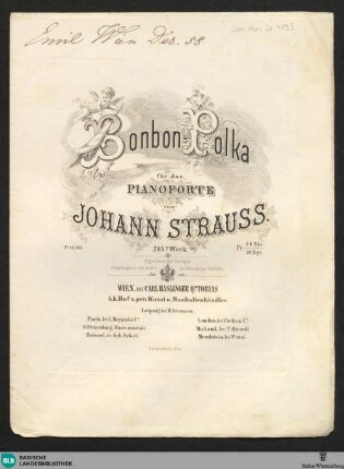 Bonbon-Polka : für das Pianoforte; 213s Werk
