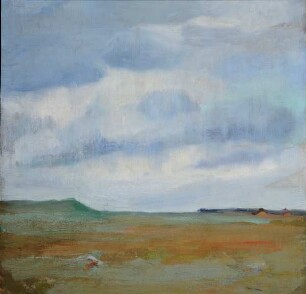 Landschaft in Jütland - Frau in braunem Kleid