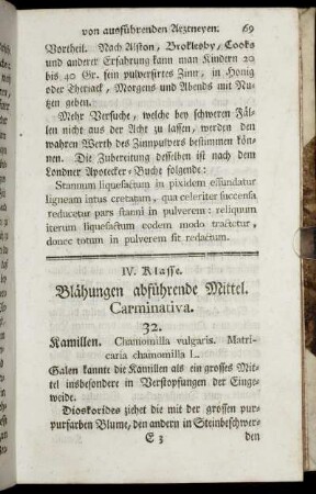 IV. Klasse. Blähungen abführende Mittel. Carminativa.