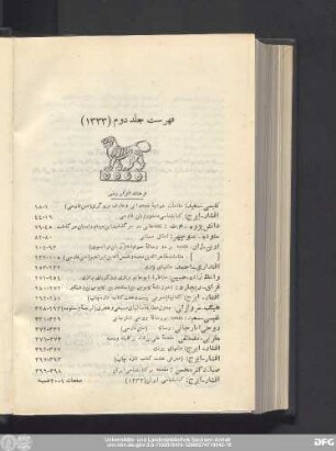 فهرست جلد دوم (۱۳۳۳)