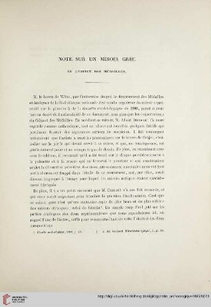 Note sur un miroir grec du Cabinet des Médailles