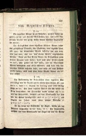 VIII. Reguläre Körper.