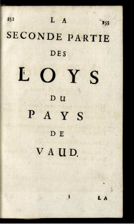 La seconde partie des loys du pays de Vaud.