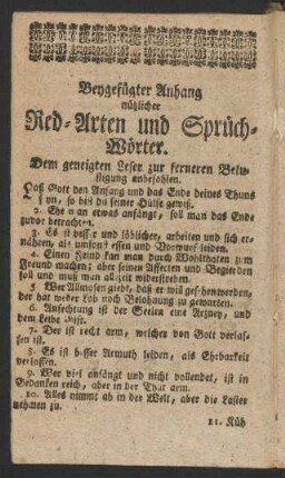 Beygefügter Anhang nützlicher Red-Arten und Sprüch-Wörter