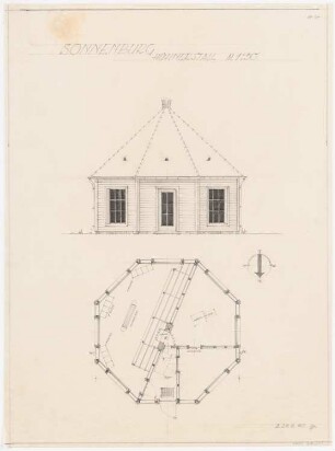 Schloss Sonnenburg, Bad Freienwalde: Hühnerstall: Grundriss, Ansicht 1:50