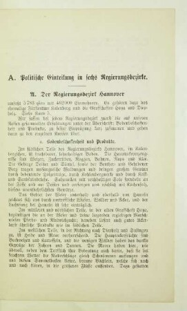 A. Politische Einteilung in sechs Regierungsbezirke
