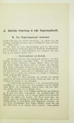 A. Politische Einteilung in sechs Regierungsbezirke