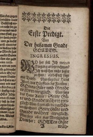 Die Erste Predigt. Von der heilsamen Gnade Gottes