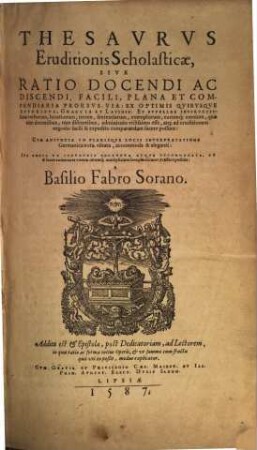 Thesaurus Eruditionis Scholasticae
