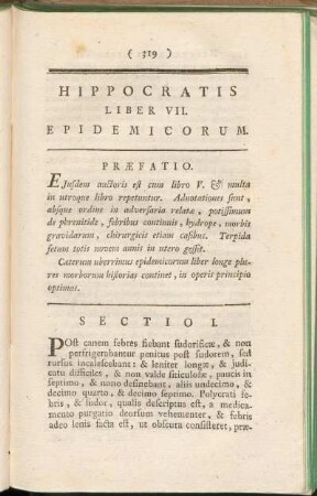 Hippocratis Liber VII. De Morbis Popularibus