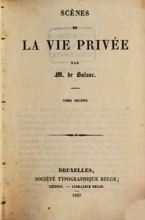 Scènes de la vie privée, 2