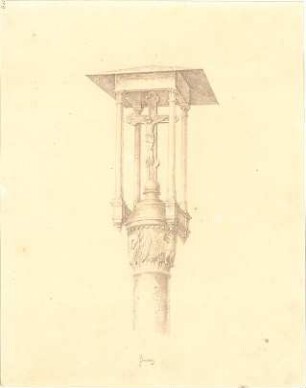 Bürklein, Eduard; Florenz (Italien); Reisestudie - Säulenkreuz (Perspektive)