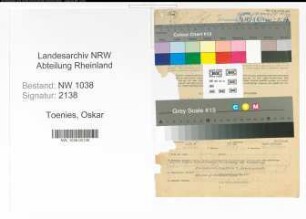 Entnazifizierung Oskar Toenies , geb. 09.09.1905 (Beamter)