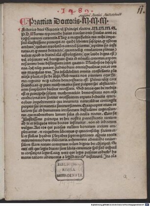 Practica Lipsensis : mit Widmungsbrief an Friedrich III., Kurfürst von Sachsen