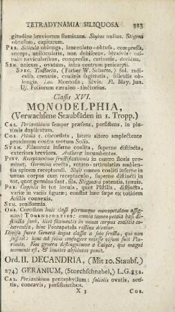 Classis XVI. Monodelphia