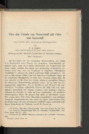 Über den Umsatz von Wasserstoff mit Chlor und Sauerstoff.