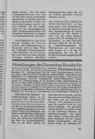Mitteilungen des Deutschen Bundes für Mutterschutz