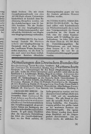 Mitteilungen des Deutschen Bundes für Mutterschutz