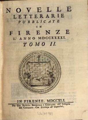 Novelle letterarie, pubblicate in Firenze. 2. 1741