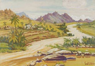 Charakteristische Landschaft des Musi River im Dekkhangebirge bei Malkapoor (Haiderabad-Staat)