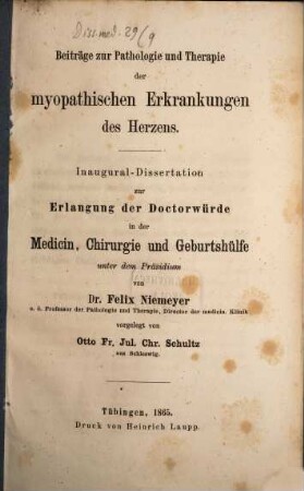 Beiträge zur Pathologie und Therapie der myopathischen Erkrankungen des Herzens : Inaug. Diss.