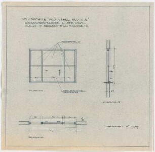 Grund, Peter; Bad Vilbel; Ernst Reuter Schule - Stahlschiebefenster Michausgabe EG (Grundriss; Ansicht; Schnitt)