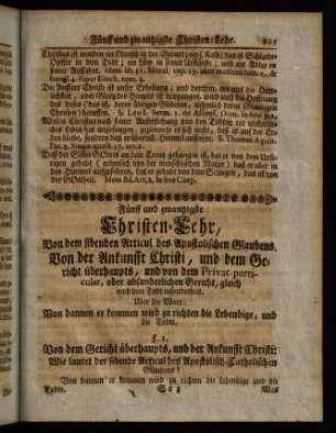 325-341, Fünff und zwantzigste Christen-Lehr, [...]