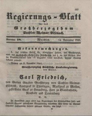 Nr. 18 : 14. November 1846