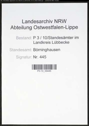 Heiratsregister Standesamt Börninghausen
