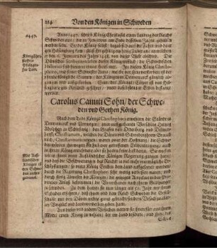 Carolus Canuti Sohn/ der Schweden und Gothen König