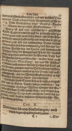Cap. II. Von denen Ab- und Eintheilungen/ auch zugehörigen Stücken eines Landes.
