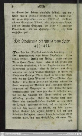 Die Regierung des Attila vom Jahr 433-453