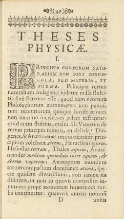 Theses Physicae.