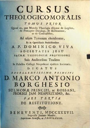 Cursus theologico-moralis, 1,3. De Restitutione