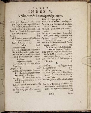Index V. Verborum & Rerum præcipuarum.