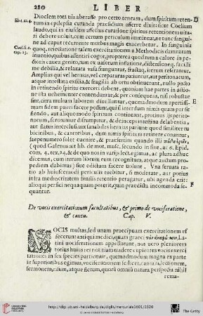 Cap. V.: De vocis exercitationum facultatibus, & primo de vociferatione, & cantu