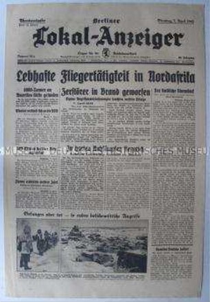 Tageszeitung "Berliner Lokal-Anzeiger" u.a. über den britisch-deutschen Luftkrieg über Nordafrika