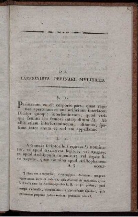 De Laesionibus Perinaei Muliebris. §. 1. - §. 29.