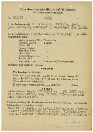 Fehr, Wilhelm, Dr.