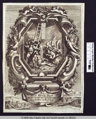 Beweinung Christi in barocker Rahmung.